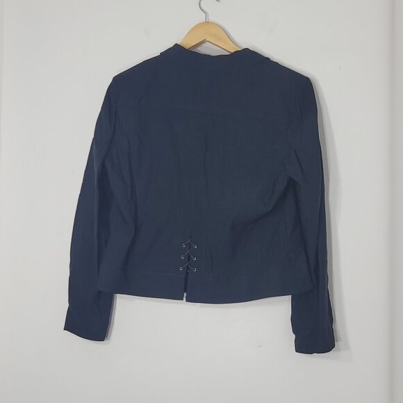 Laura Black Blazer Pockets Collar Single Breasted Business Casual Jacket Size 12 - Picture 3 of 14